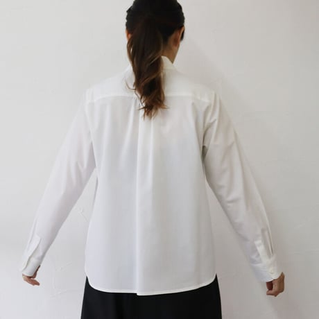 **2026年度分到着** atelier naruse アトリエナルセ cotton round collar shirt コットン丸襟シャツ　#ホワイト