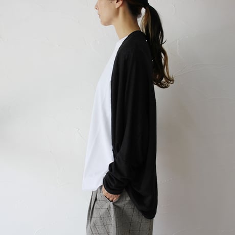 **またまた再入荷** TRAVAIL MANUEL トラバイユマニュアル　リネン天竺ボレロカーディガン　#ブラック、杢グレー、レッド、イエロー　【送料無料】