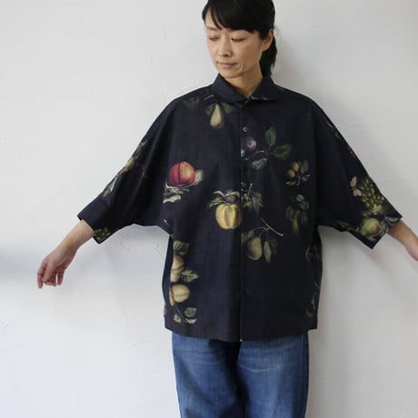 ASEEDONCLOUD　アシードンクラウド　Mitsuyakusou botanical print Resarcher shirt  #ブラック