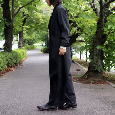 atelier naruse アトリエナルセ　コットンカシュクールジャンプスーツ　cotton cache-coeur jumpsuit　#ベイジュ、ブラック