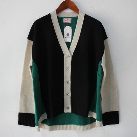 **再入荷**　mao made マオメイド　ウールクレイジーパターンカーディガン　#ブラック、ネイビー、レッド