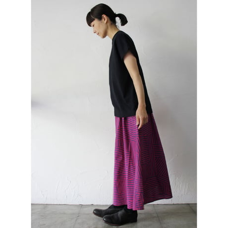 homspun ホームスパン　パッチワークストライププリントフレアスカート　#エンジ×ネイビー、ネイビー×ブラック　【送料無料】