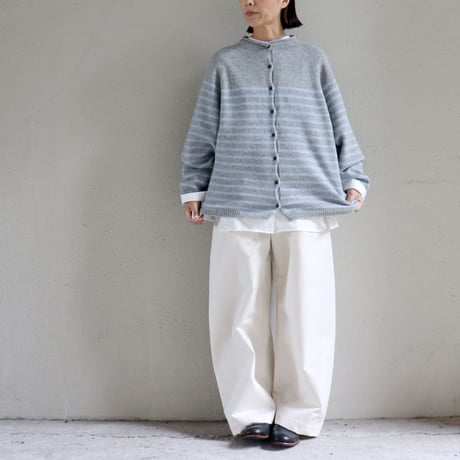 maomade マオメイド　エアーヤーンパネルしましま２WAYプルオーバー　#ネイビー、グレー