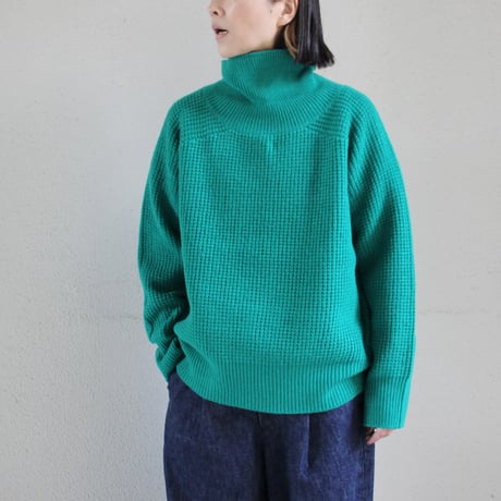 homspun ホームスパン　メリノウールワッフル編みプルオーバー　#オフホワイト、モスグレー、グリーン、ネイビー　【送料無料】