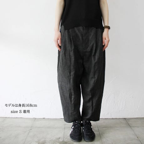 **再入荷** ASEEDONCLOUD アシードンクラウド Ash dyeing linen Sakurashi  Trousers #Black　【送料無料】