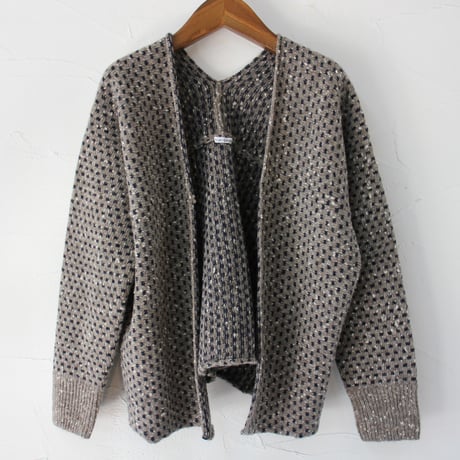 **再入荷**homspun ホームスパン　ナチュラルネップジャガードカーディガン　#ベージュ、ブラウン