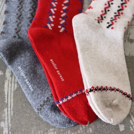 atelier naruse アトリエナルセ　wool ～folk～ warmer socks　ウール~folk~ウォーマーソックス　【送料無料】