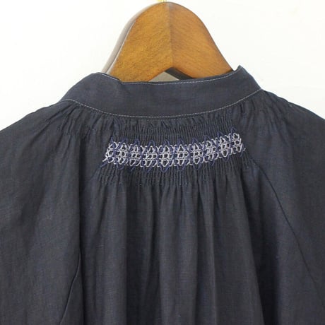 ASEEDONCLOUD アシードンクラウド　Antique linen Jiyusou smock dress #インディゴ　【送料無料】