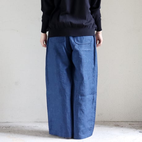 MAGALI マガリ　インディゴリネンロングパンツ　#ネイビー　【送料無料】