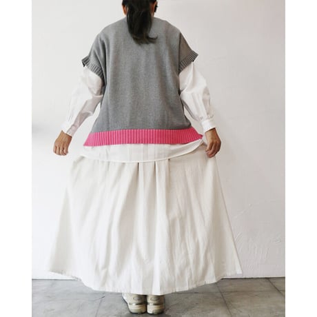 atelier naruse アトリエナルセ　コットンバイカラーフレンチニットベスト　#ベイジュ、グレイ、チャコール　【送料無料】