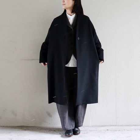 TRAVAIL MANUEL トラバイユマニュアル　ダブルクロスネイプカラーコート　#ブラック