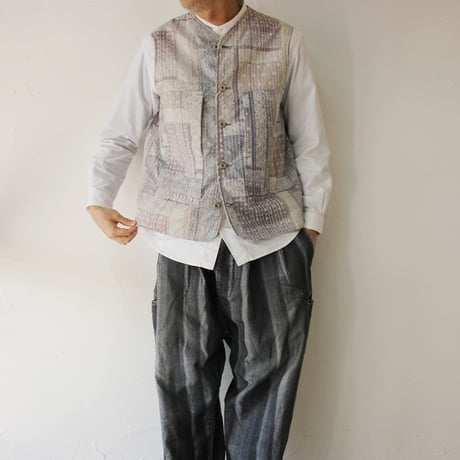 FUNSET OF ART ファンセットオブアート　ブリーチバンダナパッチワークカバーベスト　#sand