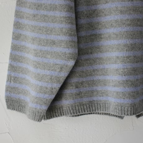 maomade マオメイド　エアーヤーンパネルしましま２WAYプルオーバー　#ネイビー、グレー