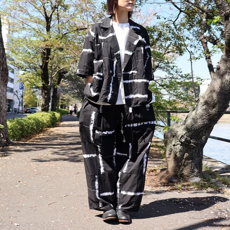 ARTE POVERA アルテポーヴェラ　スーピマローンしぼり染めシャツジャケット　#ブラックMIX