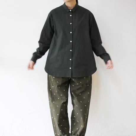 SUSURI ススリ　ボタニストシャツ　#ecru , greenish black 【送料無料】