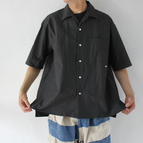 amne アンヌ　シャンブレーオープンカラーシャツ　CHAMBRAY H_s shirts　#ブラック、オリーブ