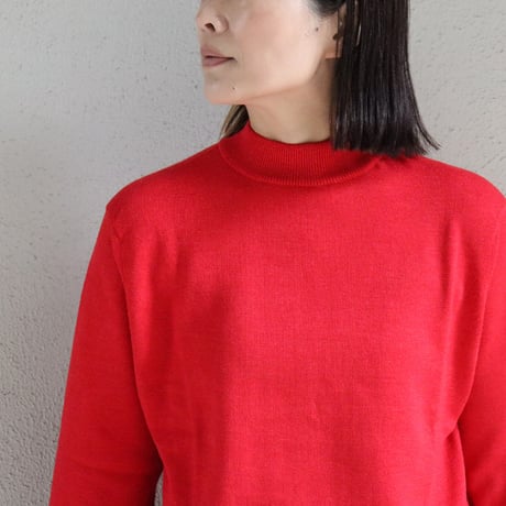 atelier naruse アトリエナルセ cotttn wool mock-neck knit　コットンウールモックネックニット　#チャコール、レッド
