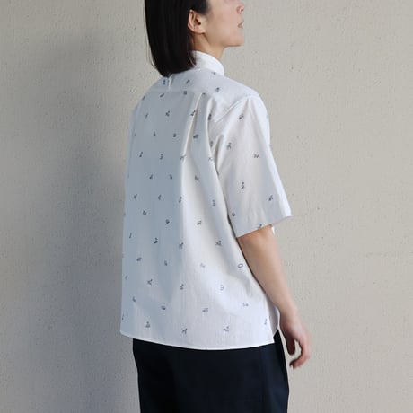 ASEEDONCLOUD アシードンクラウド companion dog print shokuonshitsu workshirts #off white