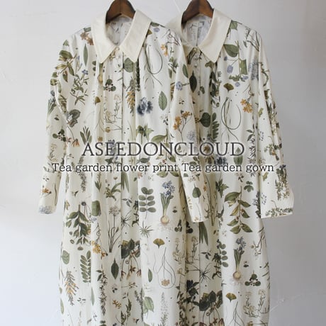 ASEEDONCLOUD アシードンクラウド　Tea garden flower print Tea garden gown #off white 【送料無料】