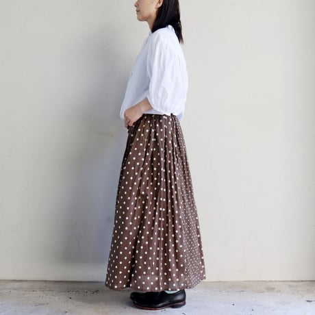 **再々入荷** soil ソイル　ドットパッチワークギャザースカート　#ブラック、ブラウン、ネイビー　【送料無料】