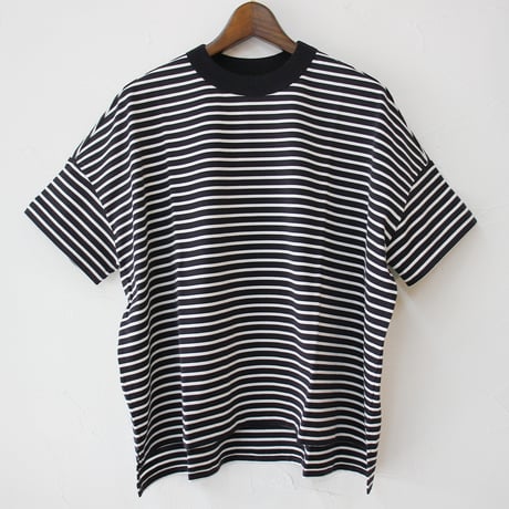 TRAVAIL MANUEL トラバイユマニュアル　ミディボーダースリットTシャツ　#ネイビー、サックス、イエロー