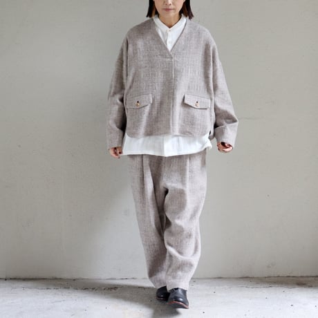 atelier naruse アトリエナルセ　シェットランドウールリネンスモック　shetland wool linen smock　【送料無料】