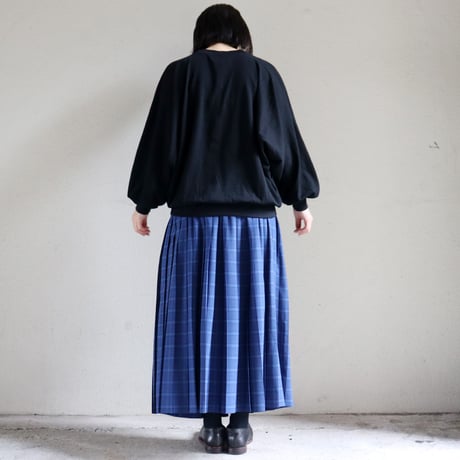 Linenya リネンヤ　トロピカルウールプリーツスカート　#ブルーチェック