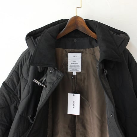 KHA:KI カーキ MIL QUILT DUFFLE COAT ミリタリーキルトダッフルコート　#ブラック　【送料無料】