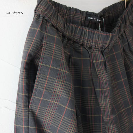 TRAVAIL MANUEL トラバイユマニュアル　ウェザーチェックプランパンツ　#ベージュ、ブラウン