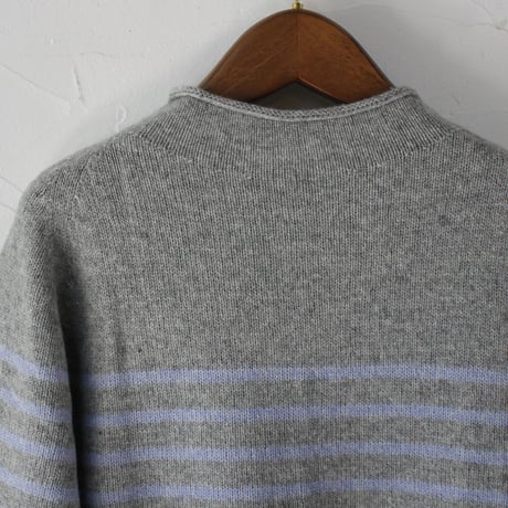 maomade マオメイド　エアーヤーンパネルしましま２WAYプルオーバー　#ネイビー、グレー