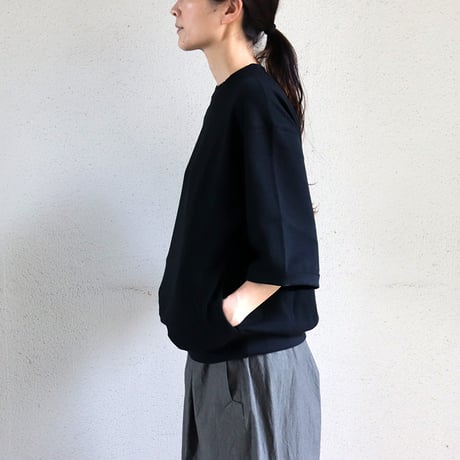 amne アンヌ　MINI TERRY half sleeve crew ミニテリー半袖クルーネック　#ブラック