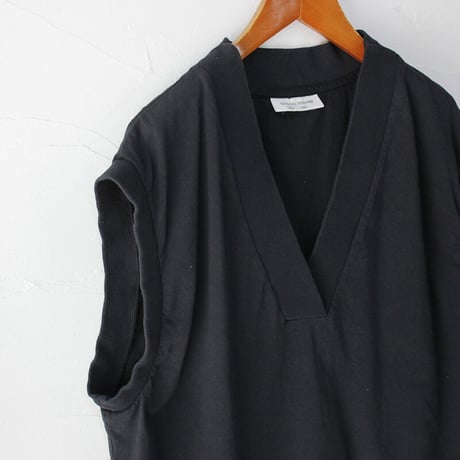 ARTE POVERA アルテポーヴェラ　製品染め16/-ムライト天竺Vネックベスト　#黒、レモン、ラベンダー