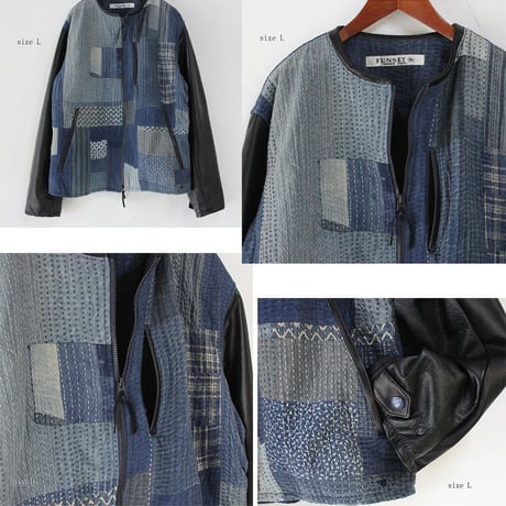 FUNSET OF ART ファンセットオブアート　インディゴRANRU刺し子xレザーシングルJK #indigo 【送料無料】