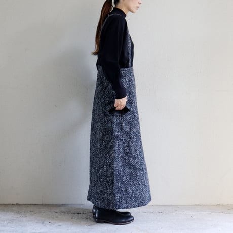 **再入荷** KHA:KI カーキ　TWEED CARGO SKIRT ツイードカーゴスカート　#ブラック　【送料無料】