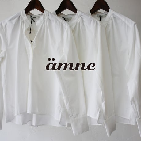 amne アンヌ　PIMA skipper Blouse　スーピマコットンスキッパーブラウス　#ホワイト、ベージュ、ネイビー