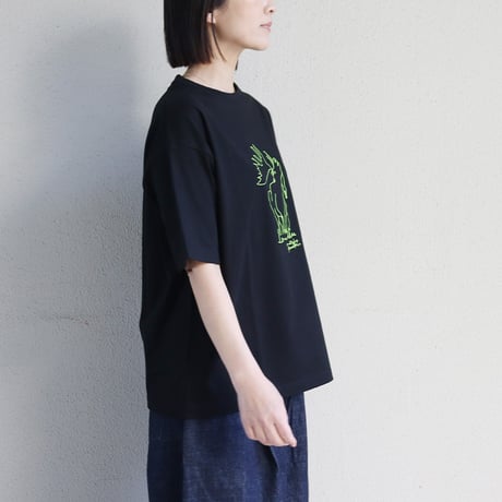 **別注色再入荷**amne アンヌ　”ELK” エルク柄半袖Tシャツ　#ブラック（自店別注色）、オリーブ、ホワイト