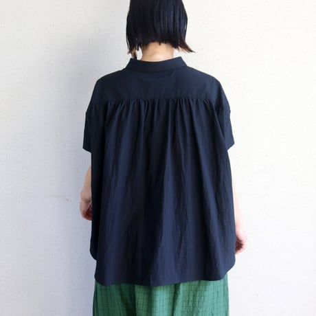 **またまたまた再入荷** LinenYa リネンヤ　80タイプライタートリプルウォッシュ丸襟ブラウス　#ブルー、レッド、ブラック、ホワイト
