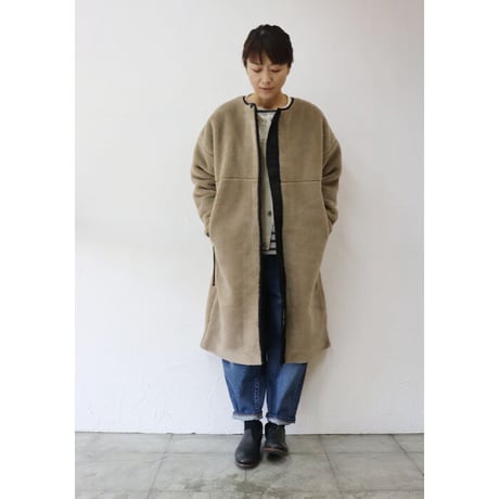 maomade マオメイド　ベアーボアロング丈コート　#グレージュ、モカ