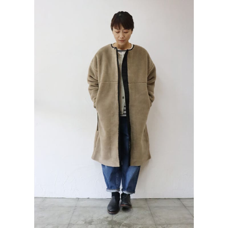 maomade マオメイド ベアーボアロング丈コート #グレージュ、モカ