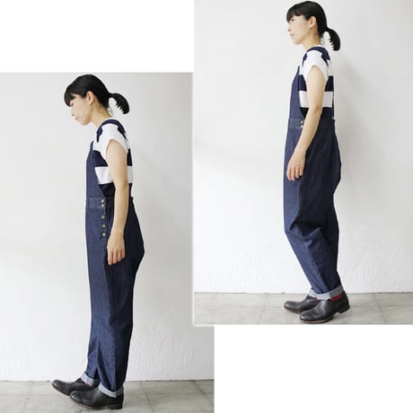 atelier naruse アトリエナルセ cotton denim salopette pants デニムサロペット #indigo 【送料無料】