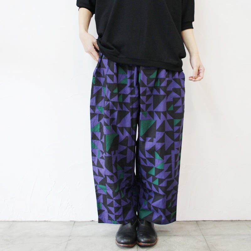 homspun ホームスパン　パンツ　柄 楽天市場】homspun【ホームスパン】プリントギャザーパンツ