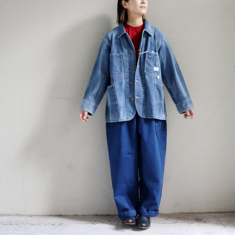 今季も再入荷** homspun ホームスパン 10ozデニムギャザーパンツ