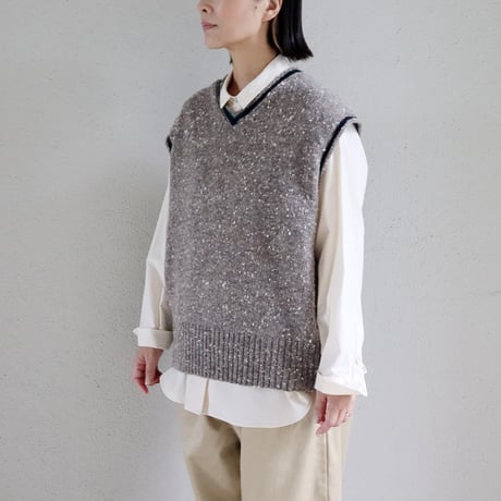 homspun ホームスパン　ナチュラルネップベスト　#ブラウン