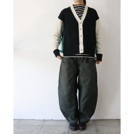 **再入荷**　mao made マオメイド　ウールクレイジーパターンカーディガン　#ブラック、ネイビー、レッド