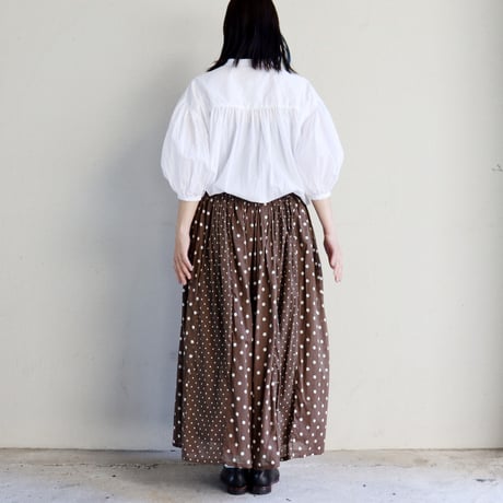 **再々入荷** soil ソイル　ドットパッチワークギャザースカート　#ブラック、ブラウン、ネイビー　【送料無料】