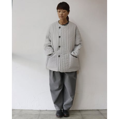 TRAVAIL MANUEL トラバイユマニュアル　キルト＆T/Cウェザーカービージャケット　#ライトグレー、ブラック
