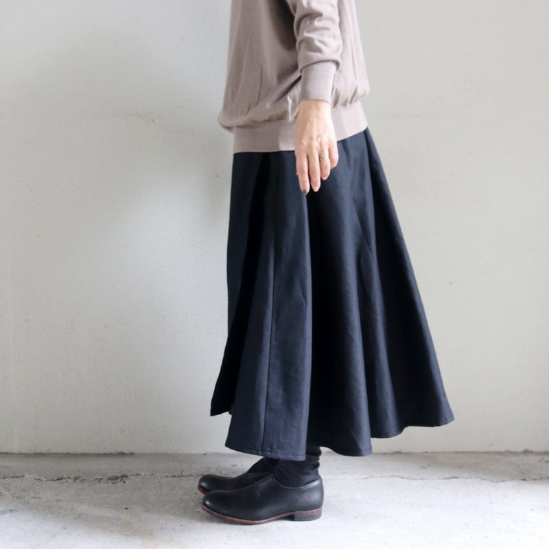 再入荷** homspun ホームスパン W/Lラップフレアスカート #ダーク