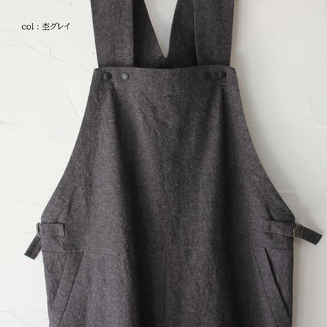 **杢グレイのみ再入荷** atelier naruse アトリエナルセ　コットンリネンスラブオーバーオール　cotton linen slab overalls-pants