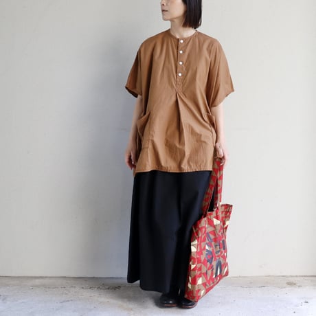 homspun ホームスパン　コットンミニチェックBIGブラウス　#オレンジ
