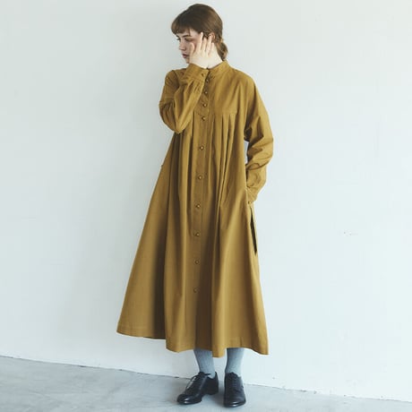MAGALI マガリ　天日干しコットンタックワンピース　#モス、マスタード、グレープ